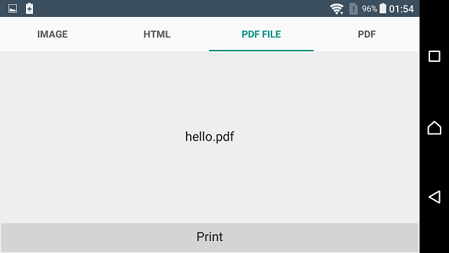 Printing Library for Android demo example