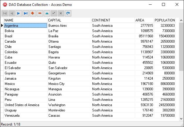 DAO Database Collection demo example